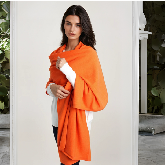 Julian knitted Pure cashmere scarf/ shawl/ Travel wrap-Colours available-Extra Large