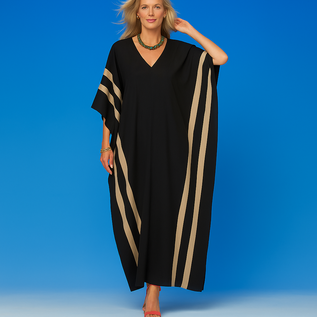 Maya Black Duo Cotton Rayon kaftan - Sizes Available AU 14-30