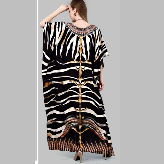 Black Mia Embellished Kaftan Dress