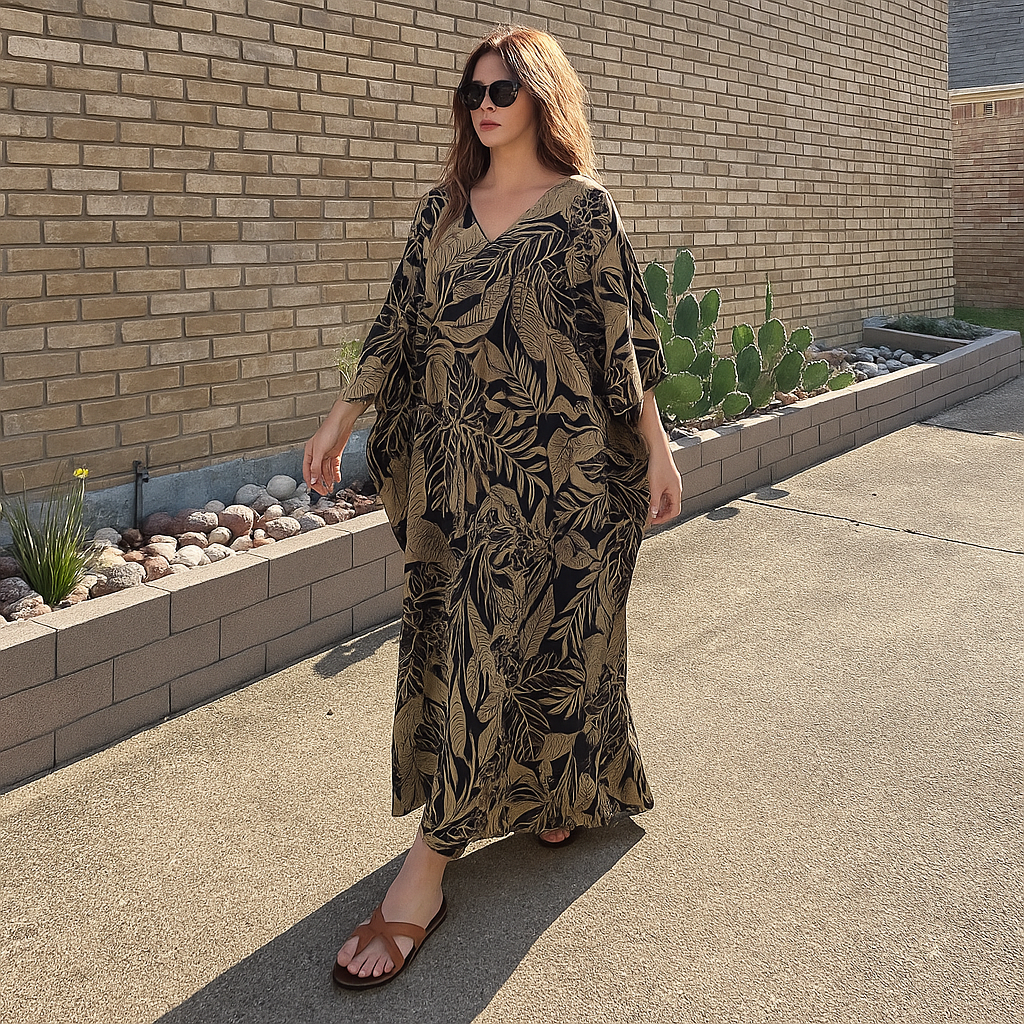 Black Beetal Maya Long Kaftan One Size AU 12-26