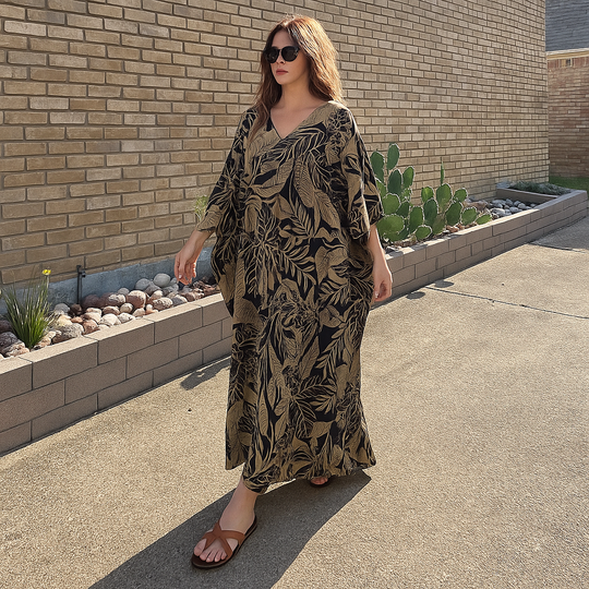 Black Beetal Maya Long Kaftan One Size AU 12-26