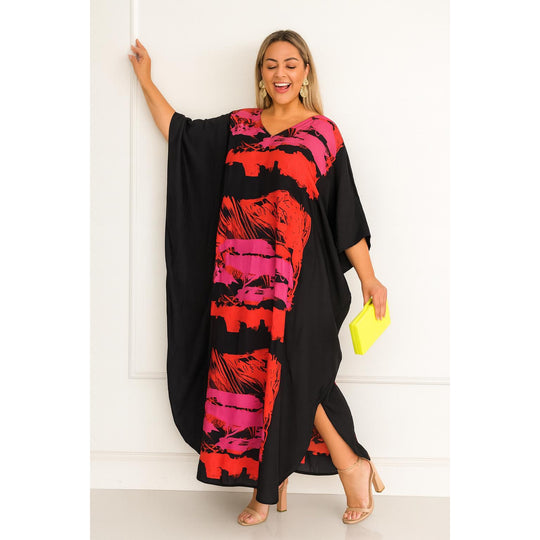 Black Fusion Maya Bohemian Rayon kaftan dress - Sizes Available AU 14-30
