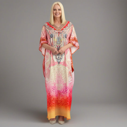 Mia Long Embellished Kaftan Dress