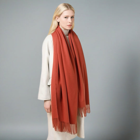 DEIA Rust Fringe wool blend Scarf/ Stole