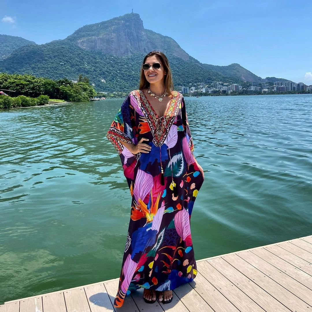 Coco Bella Milano’s Purple Flora Fusion kaftan 12-20