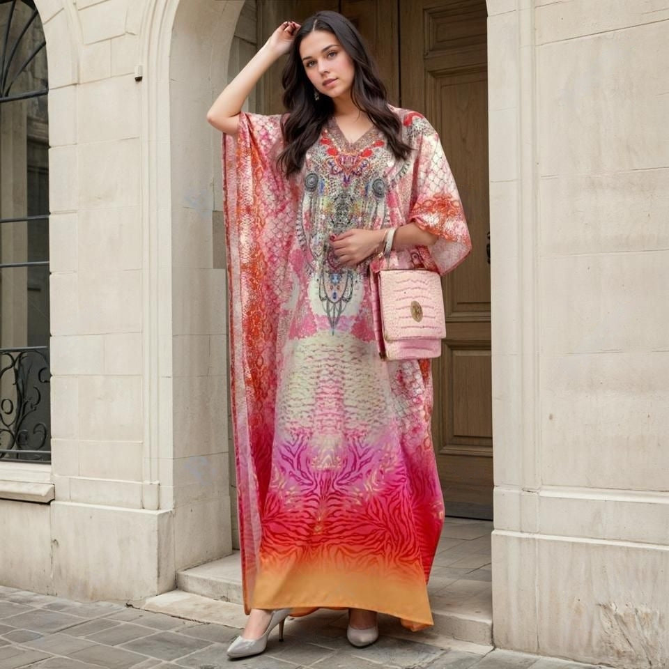 Mia Long Embellished Kaftan Dress