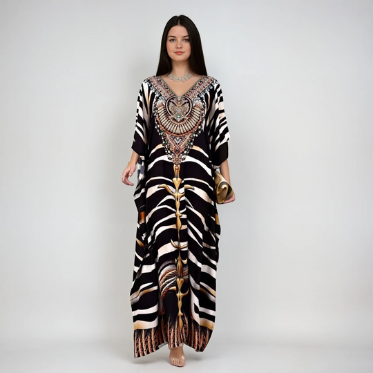 Black Mia Embellished Kaftan Dress