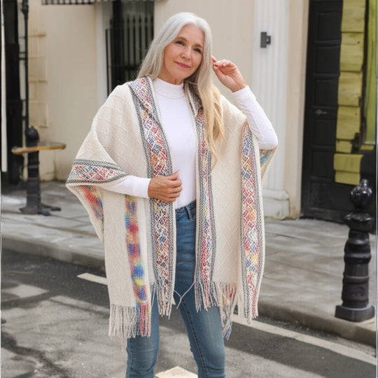 DEIA Poncho Hooded cape shawl wrap Free Size-More colors Available
