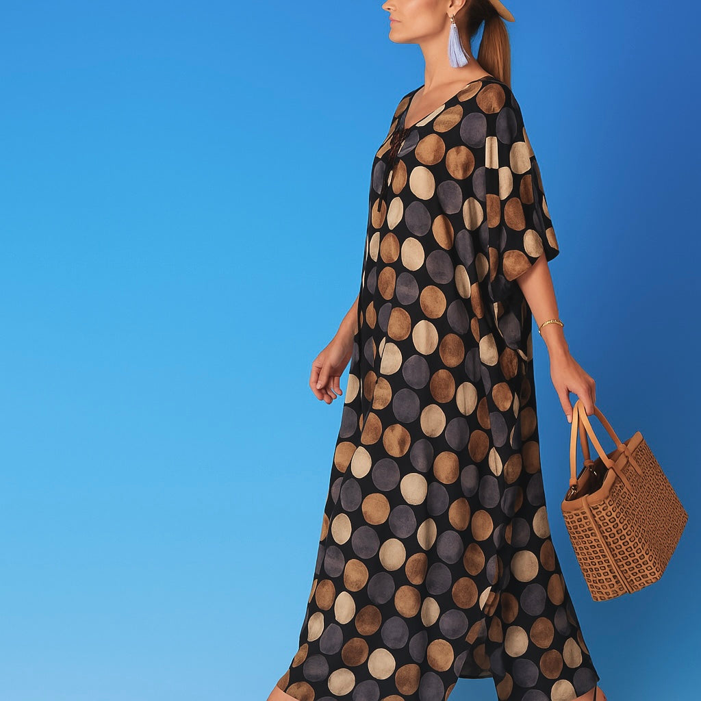 Maya Black Brown Boho Cotton Rayon kaftan - Sizes Available AU 14-30