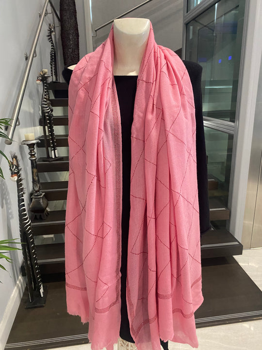 Pink Julian Cashmere Pashmina Swarovski Crystals Handwoven Wedding Wrap Shawl