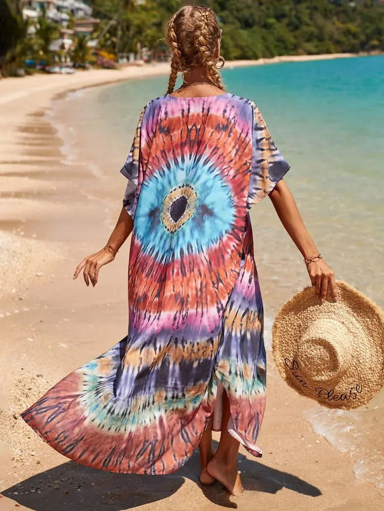 Mia Colourful Breezy Maxi kaftan Free Size-More styles available