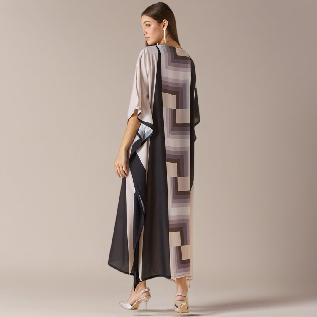 Black and White - Lillie MIDI  Kaftan Dress