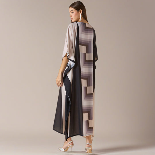 Black and White - Lillie MIDI  Kaftan Dress