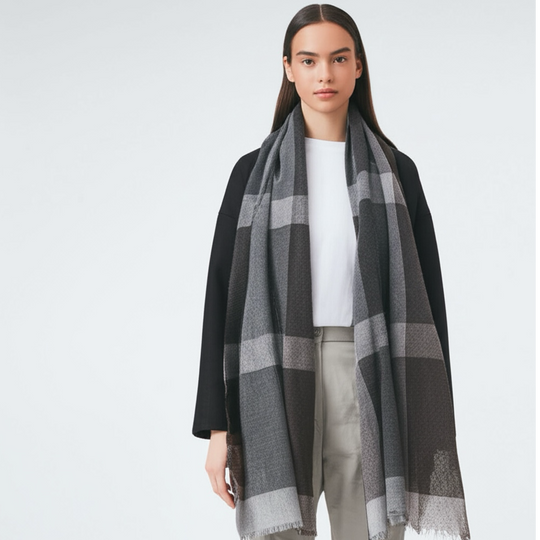 Grapite Unisex Cashmere Julian Scarf- Grey Black