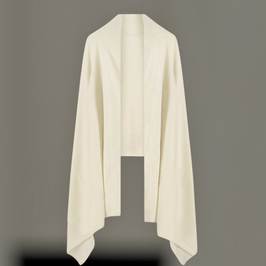 Julian 100% Cashmere Knitted Oversized  Swarovski Crystals Wedding Wrap Ivory