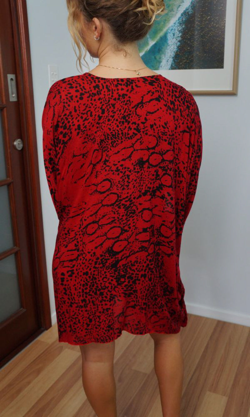 Red Maya Top Tunic KaftanOSFA 14-26