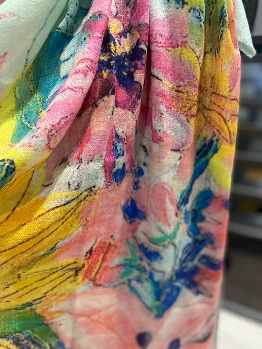 Floral Saga  100% Cashmere Julian Scarf /Wrap