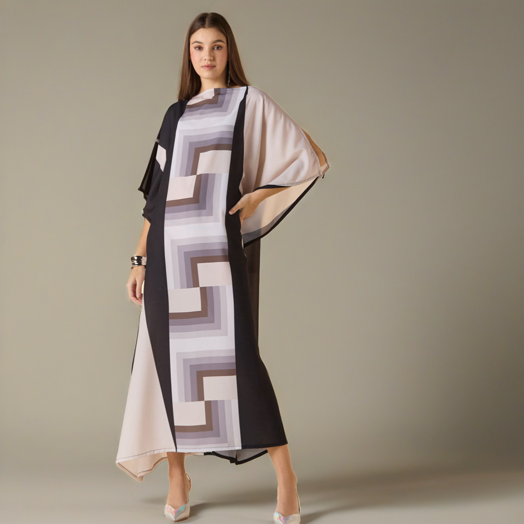Black and White - Lillie MIDI  Kaftan Dress