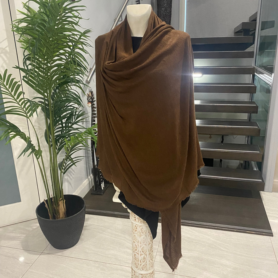 Coffee Brown Julian handwoven pure cashmere scarf