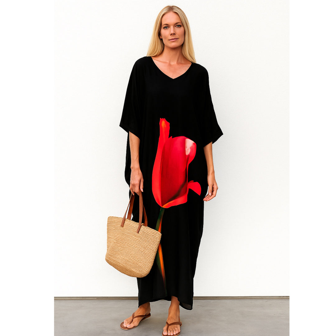 Black Boho Rayon Maya kaftan dress - Sizes Available AU 14-30