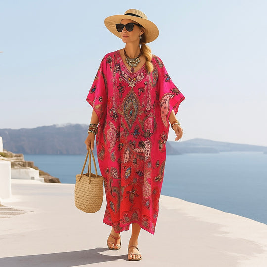 Maya Bohemian Kaftan Hues of Fuchsia - Sizes Available AU 14-30