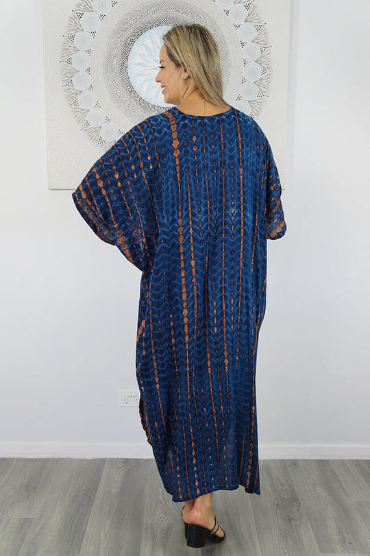 Navy Blue Maya Long Kaftan One Size AU 12-26