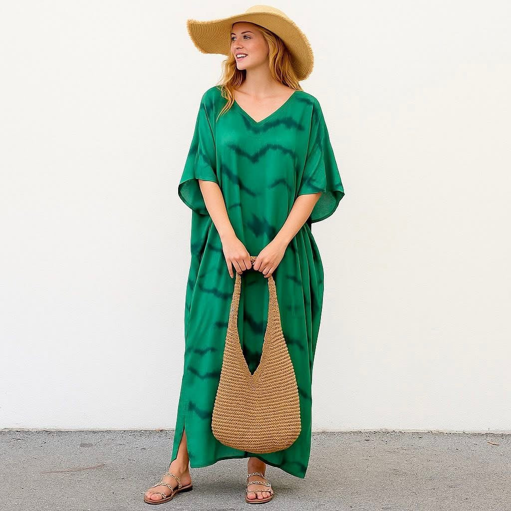 Maya Green Black Boho kaftan dress - Sizes Available AU 14-30