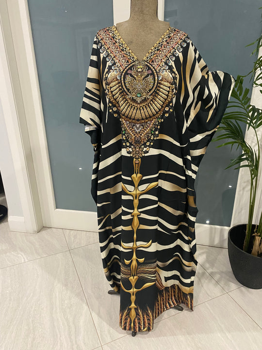 Black Mia Embellished Kaftan Dress