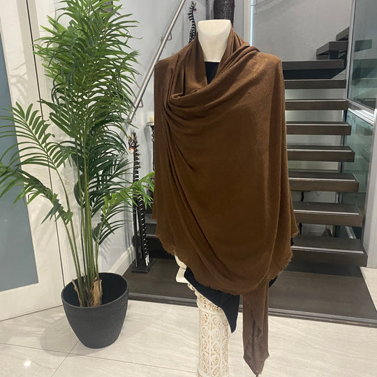 Coffee Brown Julian handwoven pure cashmere scarf