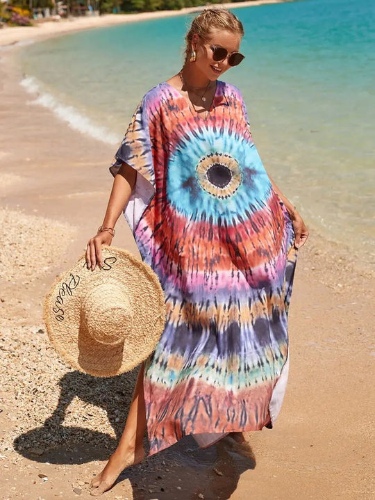 Mia Colourful Breezy Maxi kaftan Free Size-More styles available