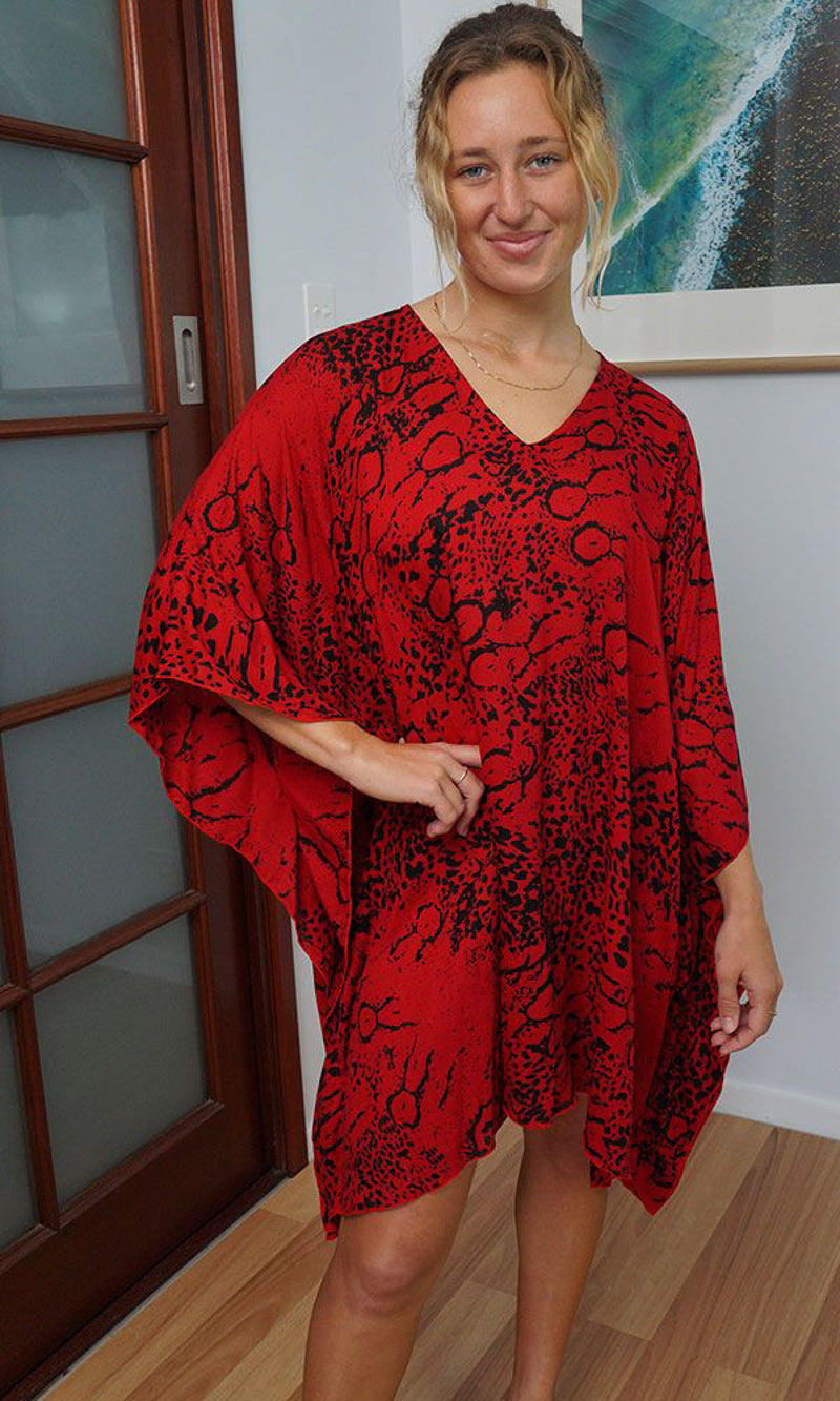 Red Maya Top Tunic KaftanOSFA 14-26
