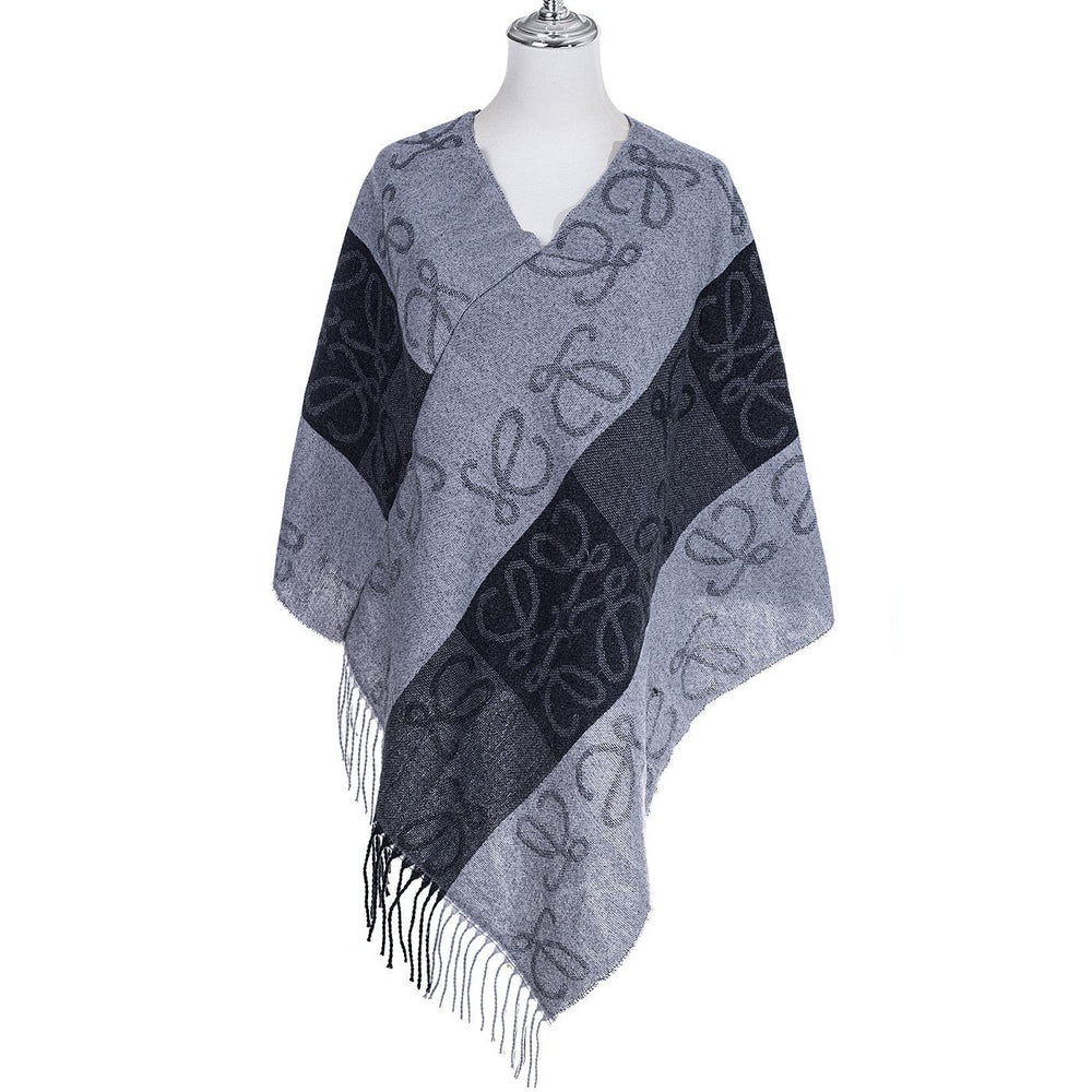 Diea Grey Black Winter Topper/ Poncho