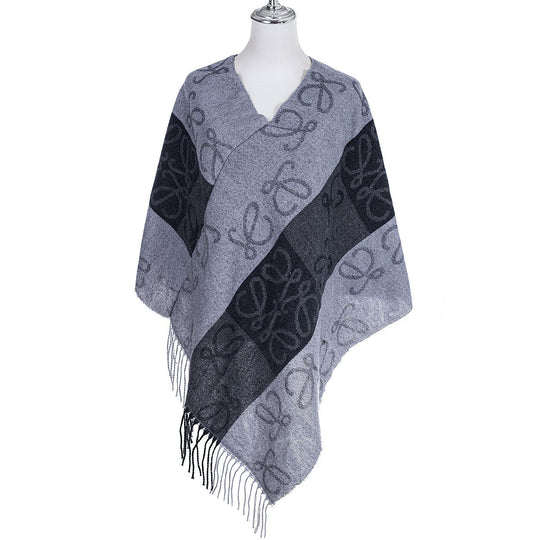 Diea Grey Black Winter Topper/ Poncho