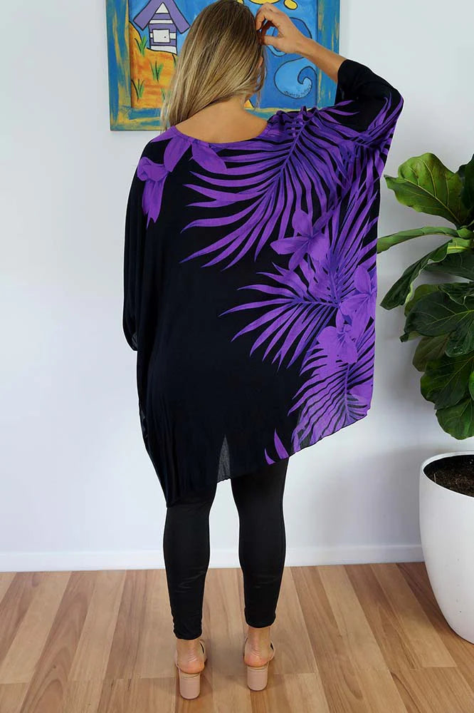 Purple Maya Short Top Tunic One Size 14-26