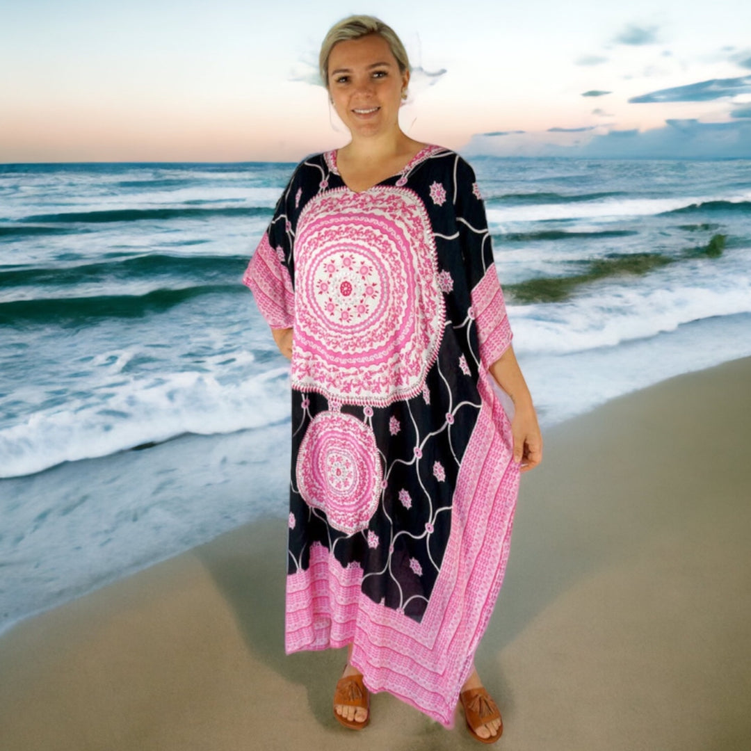 Maya Sequin Embroidered Mandela Kaftan - OSFA Luxe Design