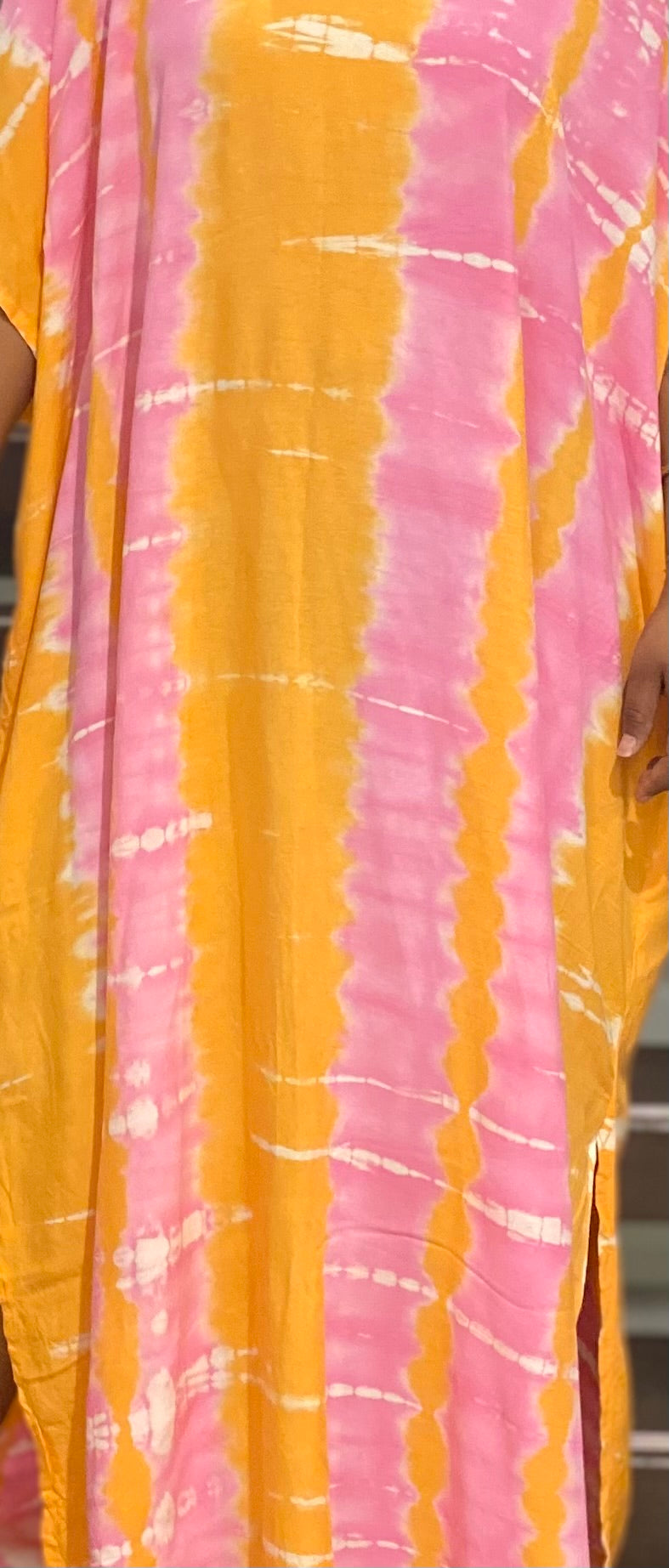 Pink yellow Mia Tie dye Loose, Cotton Kaftan AU 8-16