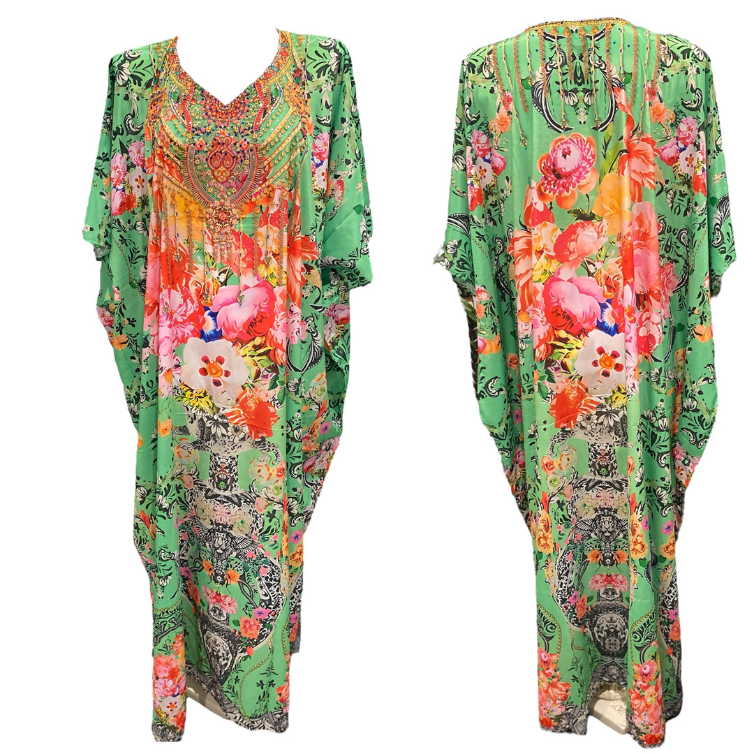 Green Flora Maya Embellished Kaftan.                                 Sizes Available AU 12-32