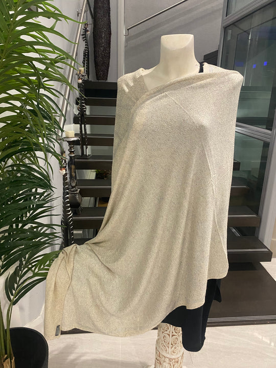 Julian 100% Cashmere Knitted Oversized  Swarovski Crystals Wedding Wrap Ivory