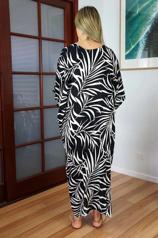 Black Rayon Long Maya Kaftan OSFA AU 12-26