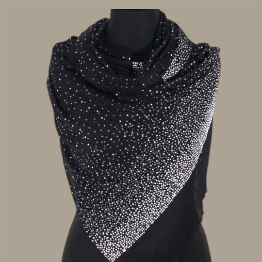 Black Julian Cashmere Pashmina Swarovski Crystals Handwoven Wedding Wrap Shawl