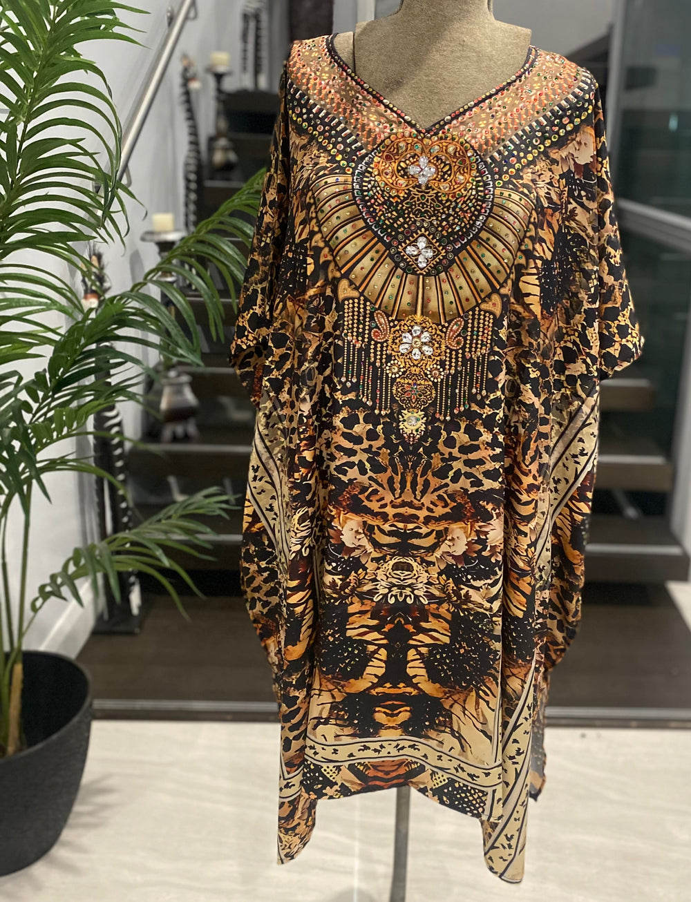 Maya Embellished Art Silk Short Kaftan / Tunic AU 12-26