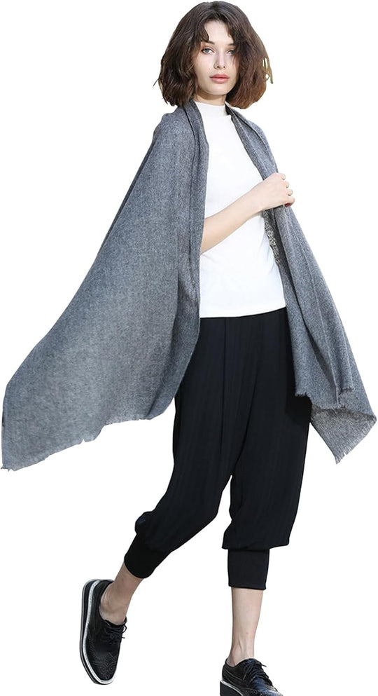 Grey Pure Cashmere handwoven Julian Scarf Shawl/Wrap