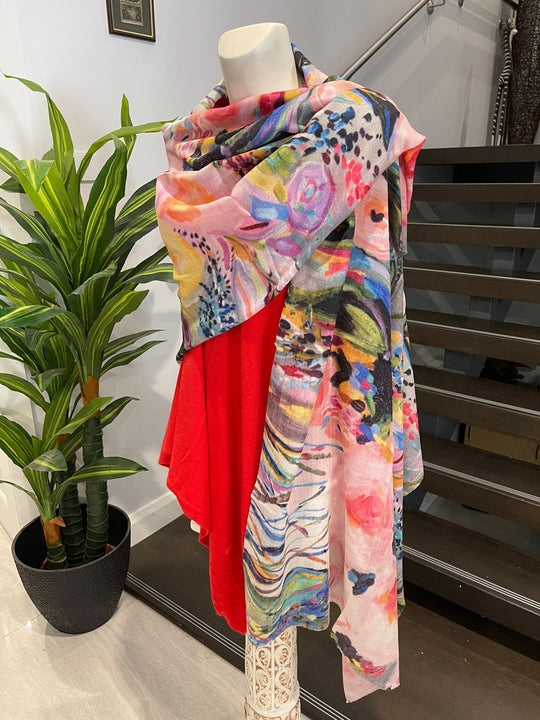 Wearable art 100% Cashmere Julian Scarf /Wrap-Perfect Spring Layer-More Designs Available