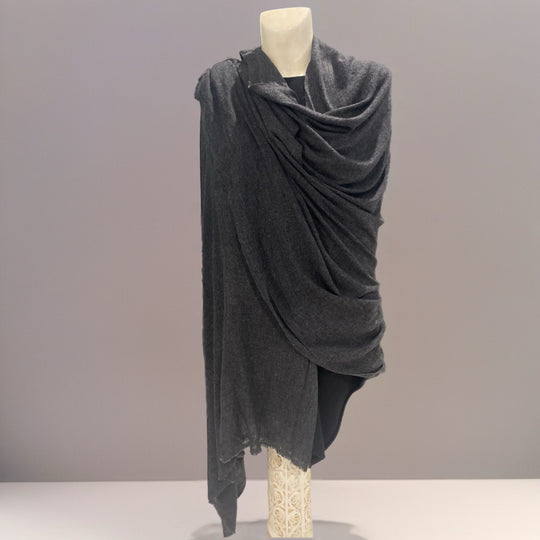 Charcoal Grey Julian Oversized Cashmere Hand Woven Travel Wrap