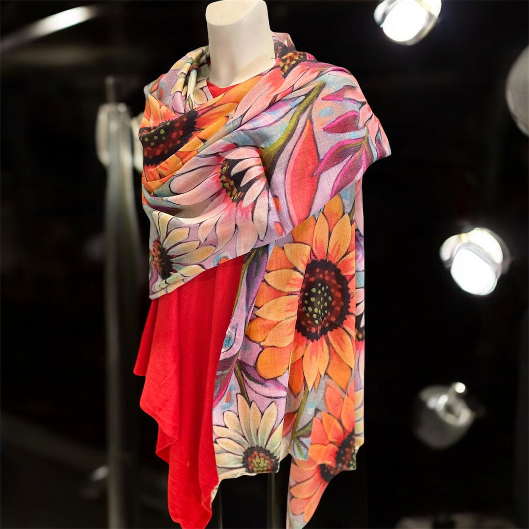 Wearable art 100% Cashmere Julian Scarf /Wrap-Perfect Spring Layer-More Designs Available