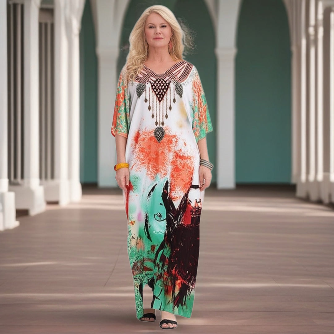 Mia Long Embellished Kaftan Dress