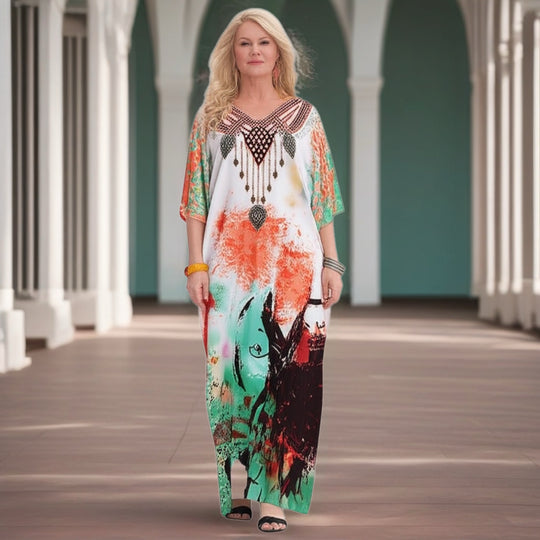 Mia Long Embellished Kaftan Dress