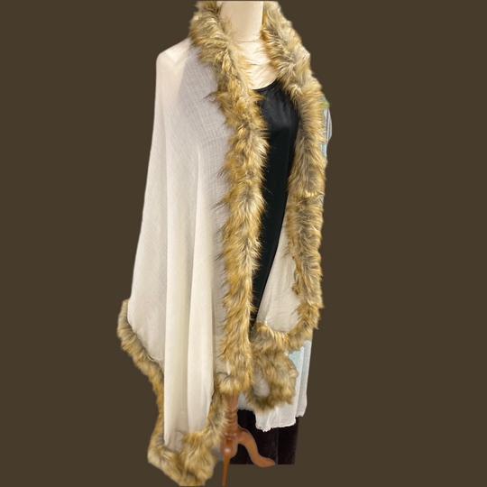 Julian Cashmere Fur Edge Shawl