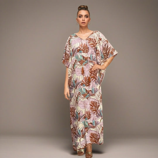 Rusty palms Maya Kaftan Dress with Front tassels Sizes Available AU 12-26