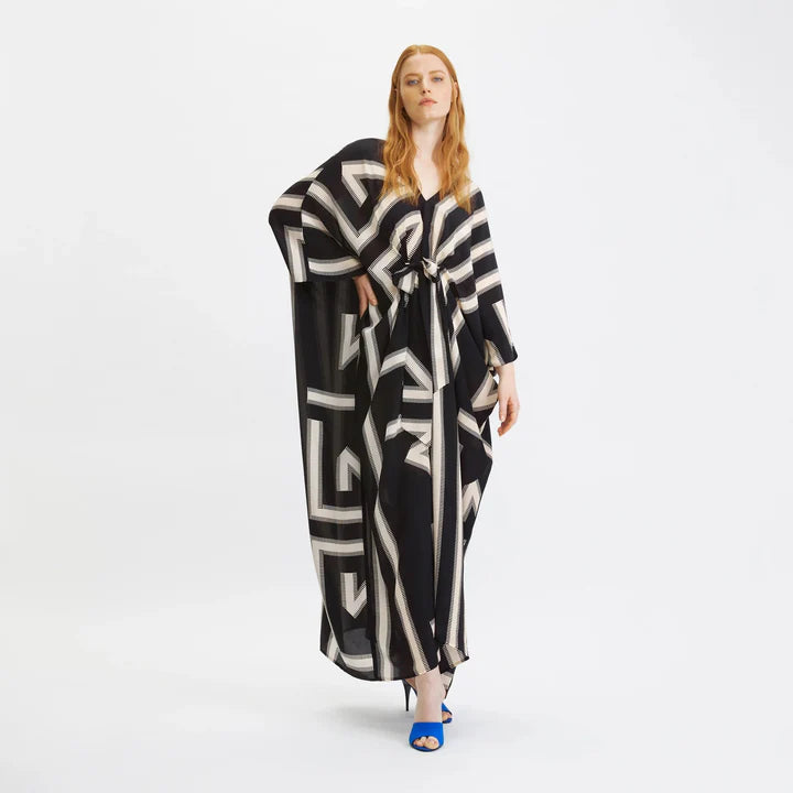 Maya Abstract Monochrome Flowy Kaftan